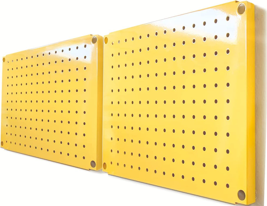 Foxngear Metal Pegboard Heavy Duty Wall Organizer for Home Garage Tool Storage-4pcs Yellow