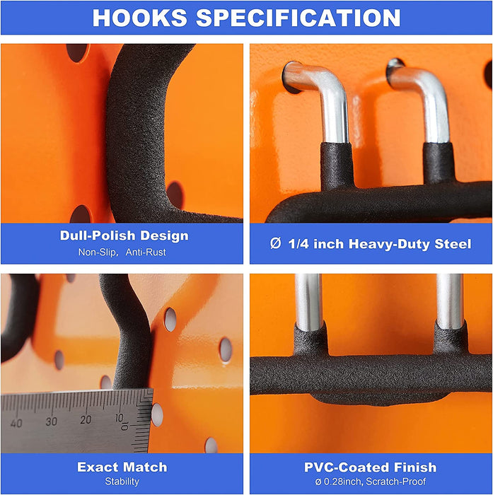 1/4inch Heavy Duty Pegboard Hooks Accessories Organizer for Garage Kitchen Workbench 10 pcs