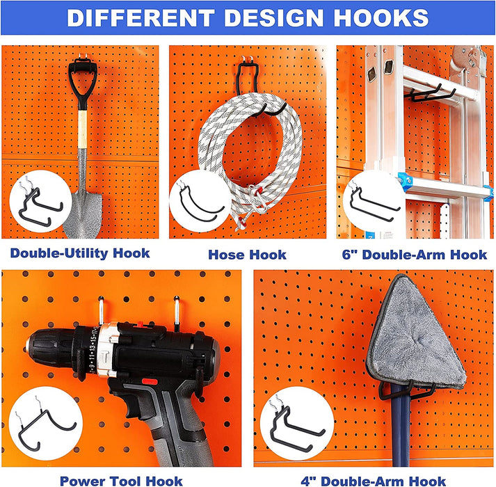 1/4inch Heavy Duty Pegboard Hooks Accessories Organizer for Garage Kitchen Workbench 10 pcs