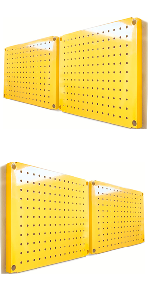 Foxngear Metal Pegboard Heavy Duty Wall Organizer for Home Garage Tool Storage-4pcs Yellow